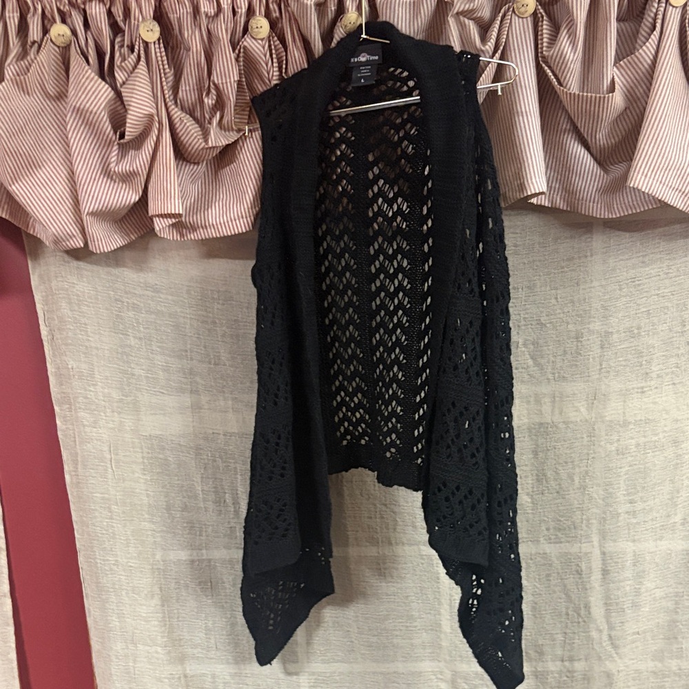 It's Our Time Black Open-Knit Women's Sweater Vest